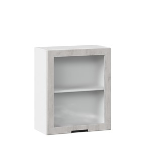 Шкаф на кухню 600 со стеклом Джамис ЛД 296.350.000.021, Белый/Белый камень в Петропавловске-Камчатском