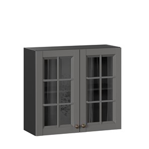 Шкаф навесной Амели-3 800 со стеклом ЛД 299.360.000.036, Черный/Оникс серый в Петропавловске-Камчатском