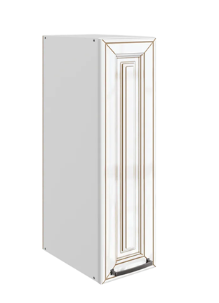 Шкаф на кухню Атланта L200 H720 (1 дв. гл.) эмаль (белый/белый глянец патина золото) в Петропавловске-Камчатском - изображение