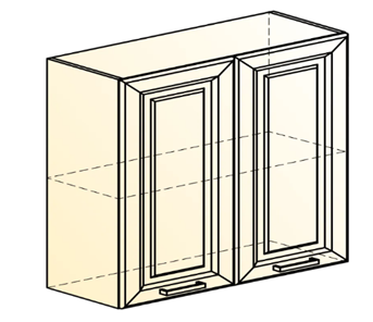 Кухонный навесной шкаф Атланта L800 Н720 (2 дв. гл.) эмаль (белый/белый глянец патина золото) в Петропавловске-Камчатском - предосмотр 1