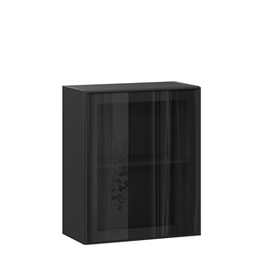 Шкаф навесной со стеклом 600 Индиго ЛД 298.350.000.063, Чёрный/Чёрный в Петропавловске-Камчатском