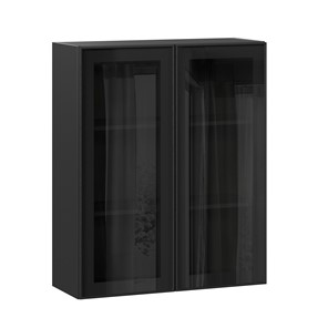 Навесной шкаф высокий со стеклом 800 Индиго ЛД 298.460.000.156, Чёрный/Чёрный в Петропавловске-Камчатском