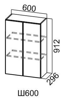 Навесной шкаф Модус, Ш600/912, цемент светлый в Петропавловске-Камчатском - изображение