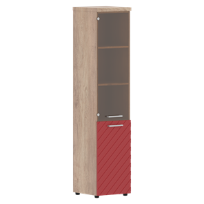 Стеллаж с дверью TORR LUX TLHC 42.2 R колонка комбинированная с топом 435х452х1958 Дуб Каньон/ Красный в Петропавловске-Камчатском