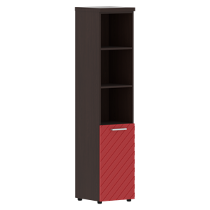 Стеллаж с дверью TORR LUX TLHC 42.5 R колонка с глухой малой дверью и топом 435х452х1958 Венге/ Красный в Петропавловске-Камчатском