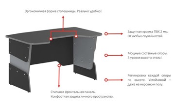 Стол для компьютера SKILLL STG 1385, Антрацит/ Красный в Петропавловске-Камчатском - предосмотр 1