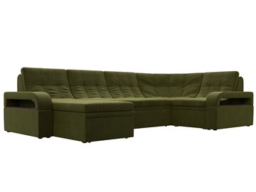 П-образный диван Лига-035, Зеленый (Микровельвет) в Петропавловске-Камчатском