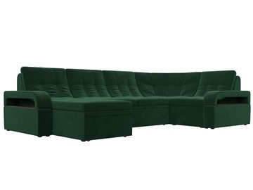 П-образный диван Лига-035, Зеленый (велюр) в Петропавловске-Камчатском