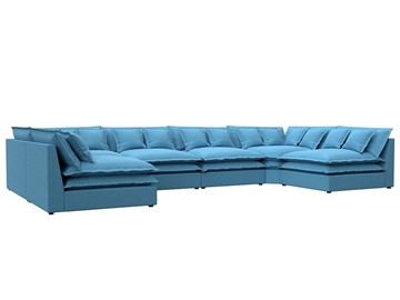 П-образный диван Лига-040, Амур голубой (рогожка) в Петропавловске-Камчатском