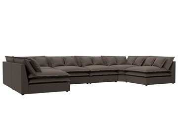 Большой П-образный диван Лига-040, Амур коричневый (рогожка) в Петропавловске-Камчатском
