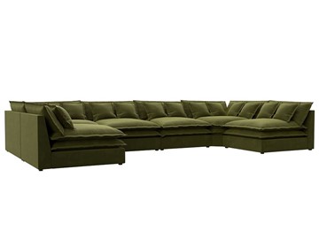 Большой П-образный диван Лига-040, Зеленый (микровельвет) в Петропавловске-Камчатском