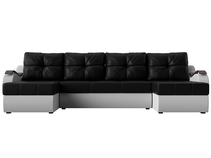 П-образный диван Меркурий П, Черный/белый (экокожа) в Петропавловске-Камчатском - изображение 1