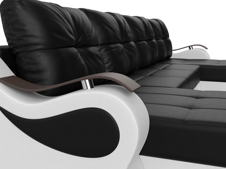 П-образный диван Меркурий П, Черный/белый (экокожа) в Петропавловске-Камчатском - изображение 3