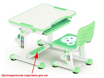 Парта растущая + стул Mealux BD-08 Teddy, green, зеленая в Петропавловске-Камчатском
