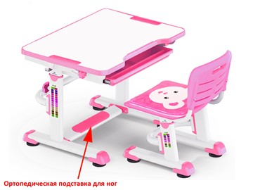 Растущая парта и стул Mealux BD-08 Teddy, pink, розовая в Петропавловске-Камчатском - предосмотр