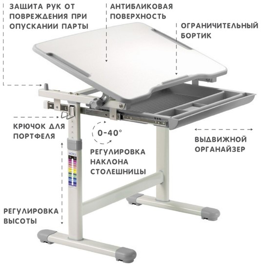Растущий стол SET Holto-2 серый в Петропавловске-Камчатском - изображение 6
