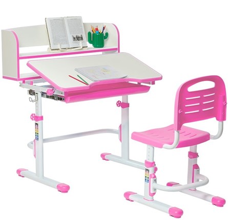 Детский стол-трансформер SET HOLTO-26 с надстройкой (розовый) в Петропавловске-Камчатском - изображение