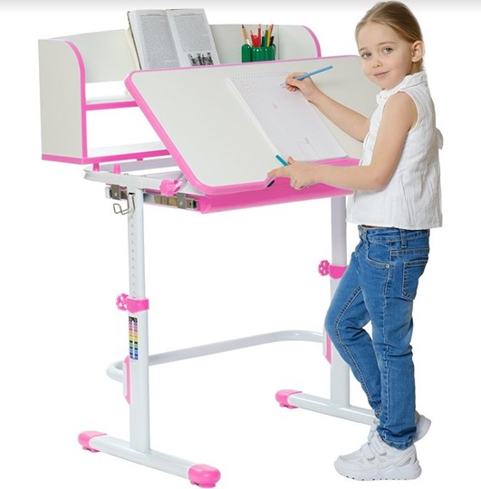 Детский стол-трансформер SET HOLTO-26 с надстройкой (розовый) в Петропавловске-Камчатском - изображение 3