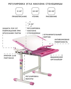 Растущая парта SET Holto-2А розовый в Петропавловске-Камчатском - предосмотр 6