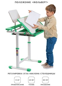 Растущая парта и растущий стул SET HOLTO-17А, зеленый в Петропавловске-Камчатском - предосмотр 2