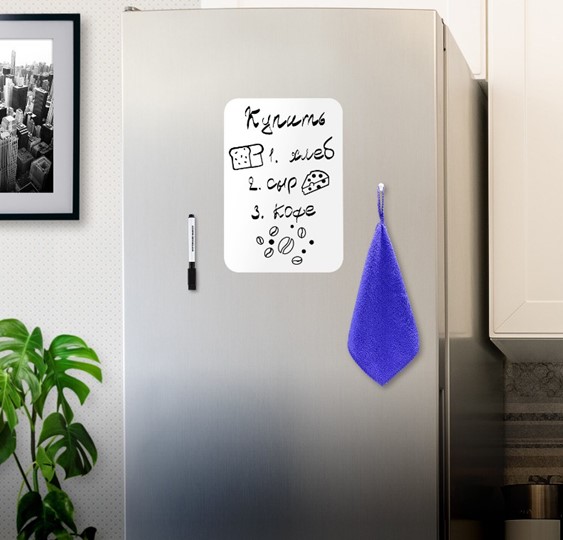 Доска магнитно-маркерная на холодильник BRAUBERG, 30х21 см с маркером, магнитом и салфеткой в Петропавловске-Камчатском - изображение 2